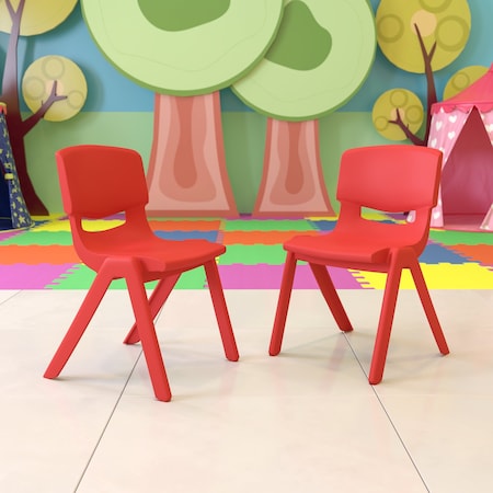 Flash Furniture Red Plastic Stackable School Chair with 15.5" Seat Height, PK2 2-YU-YCX-005-RED-GG